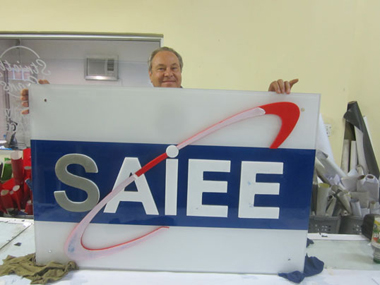 glass sign manufactured in Klingshield's sign workshop